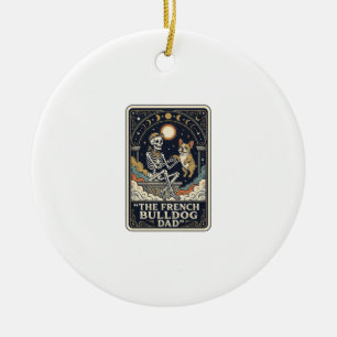 Französische Bulldogge Papa Vintage Skelett Tarot Keramik Ornament