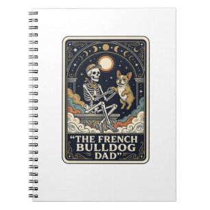 Französische Bulldogge Papa Vintage Skelett Tarot Notizblock