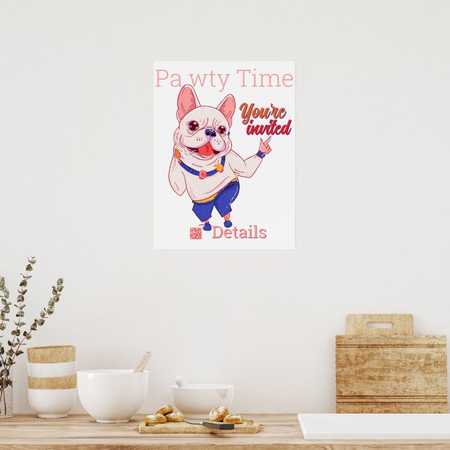 Französische Bulldogge Party Plakat  (Küche)