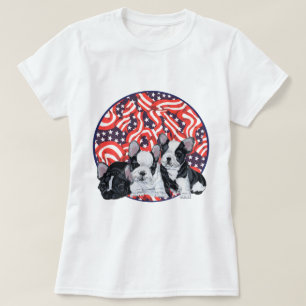 Französische Bulldogge patriotische Feier T-Shirt