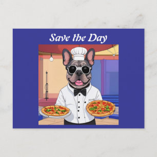 französische Bulldogge Pizza French Bulldog Postkarte