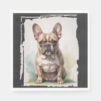 Französische Bulldogge Porträt Serviette