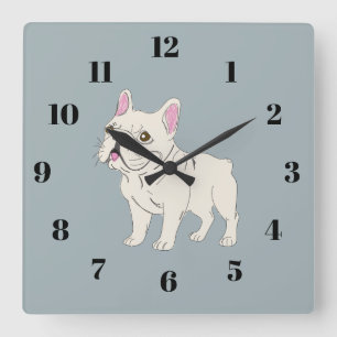 Französische Bulldogge Quadratische Wanduhr