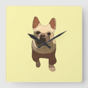 Französische Bulldogge Quadratische Wanduhr