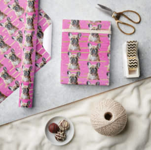 Französische Bulldogge Rosa Party Süßer Hundewelpe Geschenkpapier
