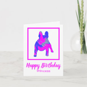 Französische Bulldogge Rosa Silhouette Hund Lustig Karte