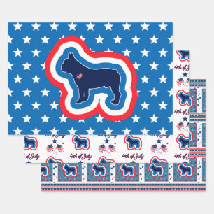 Französische Bulldogge Rot Weiß Und Blau 4. Juli Geschenkpapier Set
