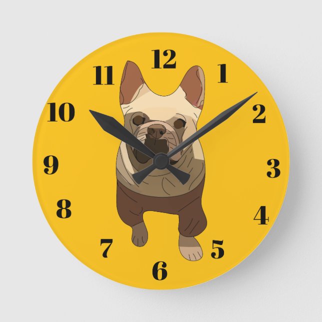 Französische Bulldogge Rund Uhr (Vorderseite)