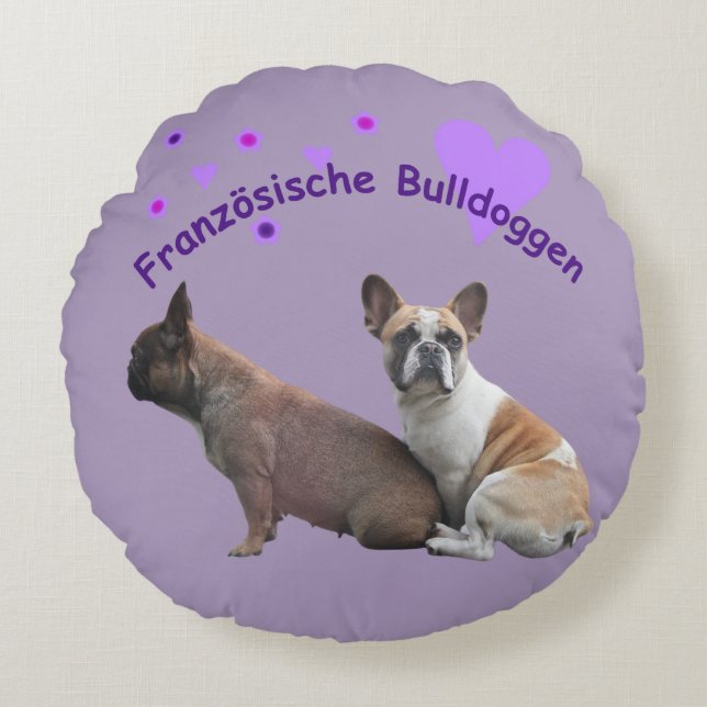Französische Bulldogge Rundes Kissen (Vorderseite)