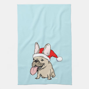 Französische Bulldogge Santa Claus - Süßer Hund Fe Geschirrtuch