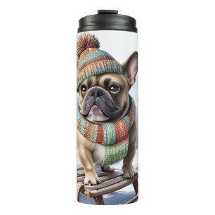 Französische Bulldogge Schlitten  French Bulldog Thermosbecher