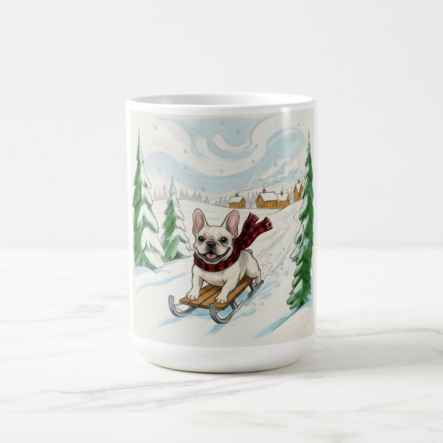 Französische Bulldogge Schlittenfahren, Kaffeetass Kaffeetasse (Mittel)