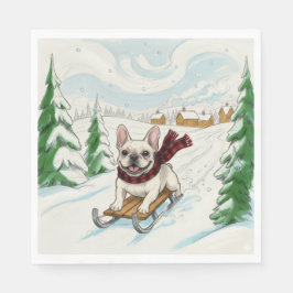 Französische Bulldogge Schlittenfahren, Servietten