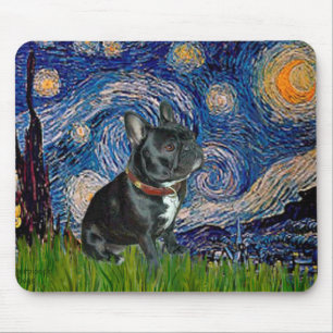 Französische Bulldogge (schwarz 11) - Sternennacht Mousepad