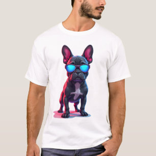 Französische Bulldogge SciFi trägt coole Sonnenbri T-Shirt