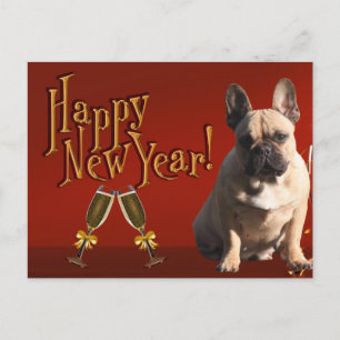  französische Bulldogge Sekt French Bulldog Postkarte