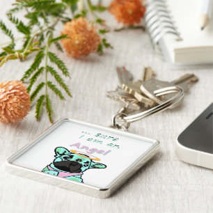 Französische Bulldogge Sicher Engel French Bulldog Schlüsselanhänger