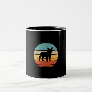 Französische Bulldogge Silhouette 60er 70er Gesc Zweifarbige Tasse
