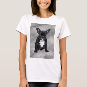 Französische Bulldogge sitzt Wasserfarbe Ölmalerei T-Shirt