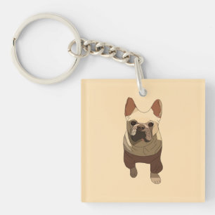 Französische Bulldogge, Soft Peach Schlüsselanhänger