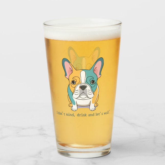 Französische Bulldogge Spaß Glas (Vorne (Gefüllt))