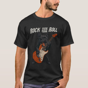 Französische Bulldogge spielt Gitarre Rock and Rol T-Shirt