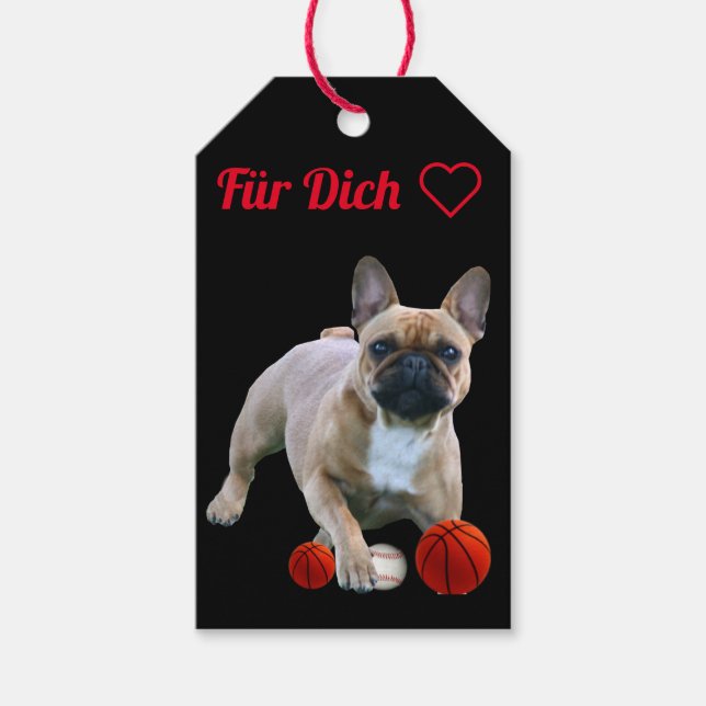 Französische Bulldogge Sprung French Bulldog Geschenkanhänger (Vorderseite)