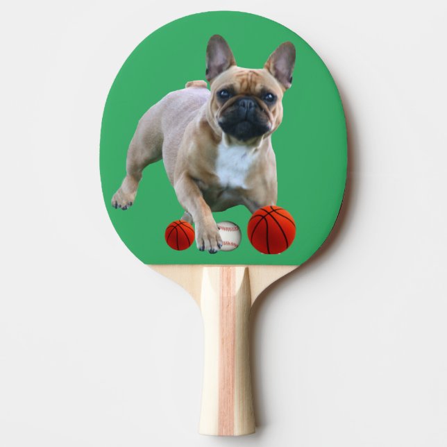 Französische Bulldogge Sprung French Bulldog  Tischtennis Schläger (Vorderseite)