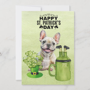 Französische Bulldogge St. Patrick's Day Hut und B Feiertagskarte