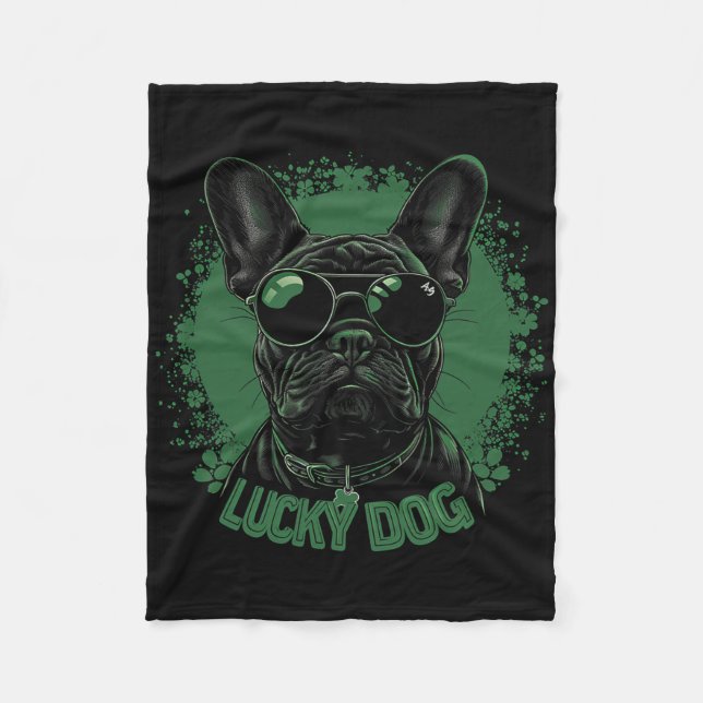 Französische Bulldogge - St. Patrick's Day Saint P Fleecedecke (Vorderseite)