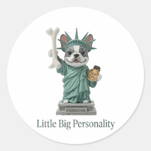 Französische Bulldogge Statue of Liberty Hunde Lie Runder Aufkleber