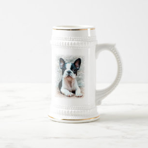 Französische Bulldogge Stein Bierglas