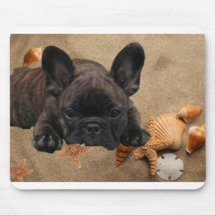 Französische Bulldogge Strand French Bulldog  Mousepad