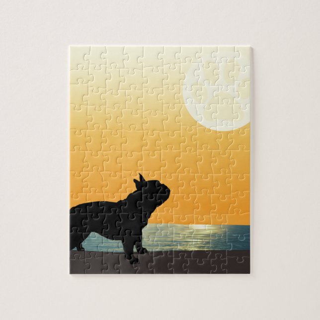 Französische Bulldogge Surfside Sonnenuntergang Puzzle (Vertikal)