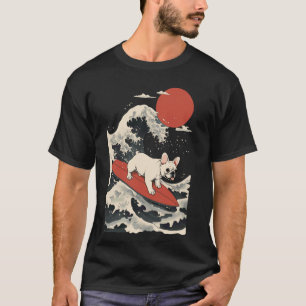 Französische Bulldogge Surft Japanisch T-Shirt