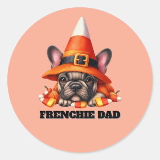 Französische Bulldogge Süße Halloween-Süßigkeiten- Runder Aufkleber