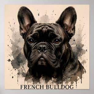 Französische Bulldogge Süßer Begleithund Porträt K Poster