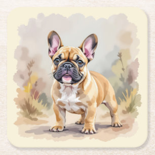 Französische Bulldogge Tan Fawn-farbene süße Frenc Rechteckiger Pappuntersetzer