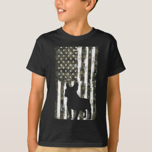 Französische Bulldogge Tarnung Amerikanische Flagg T-Shirt
