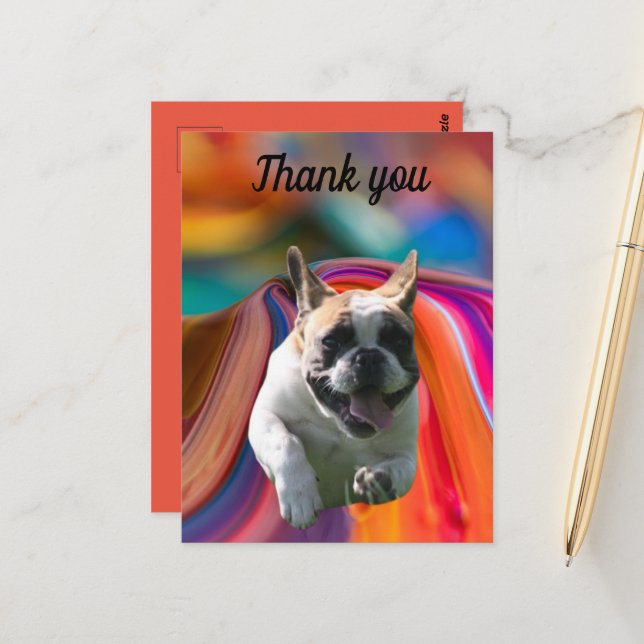 Französische Bulldogge thanks French Bulldog  Postkarte (Vorderseite/Rückseite Beispiel)
