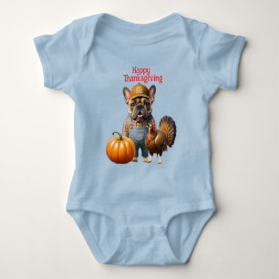 Französische Bulldogge Thanksgiving French Bulldog Baby Strampler