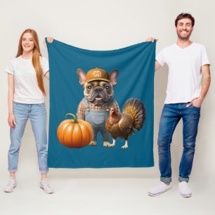 Französische Bulldogge Thanksgiving French Bulldog Fleecedecke