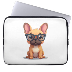 Französische Bulldogge trägt Brille Kopie Laptopschutzhülle