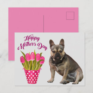 französische Bulldogge Tulpen French Bulldog Postkarte