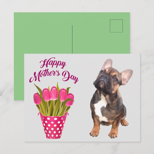 französische Bulldogge Tulpen French Bulldog Postkarte (Vorne/Hinten)