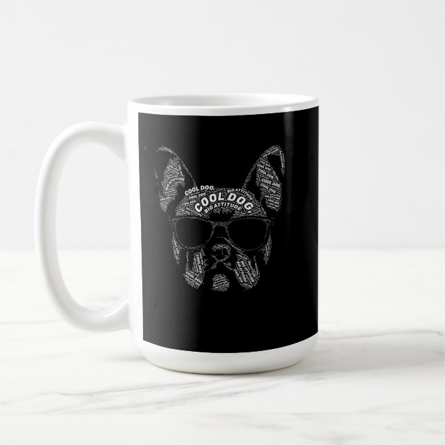 Französische Bulldogge Typografie Kaffeetasse (Links)