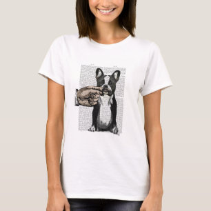 Französische Bulldogge und Fingerbart T-Shirt