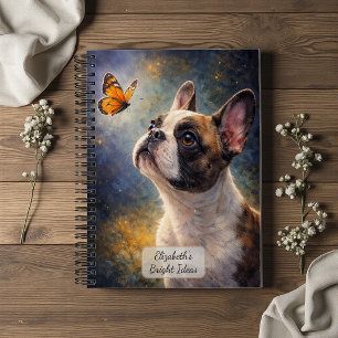 Französische Bulldogge und orangefarbener Schmette Notizbuch