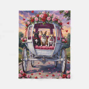 Französische Bulldogge Valentinstag Fleecedecke