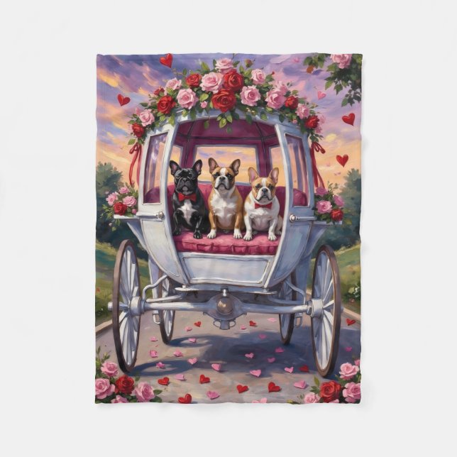 Französische Bulldogge Valentinstag  Fleecedecke (Vorderseite)